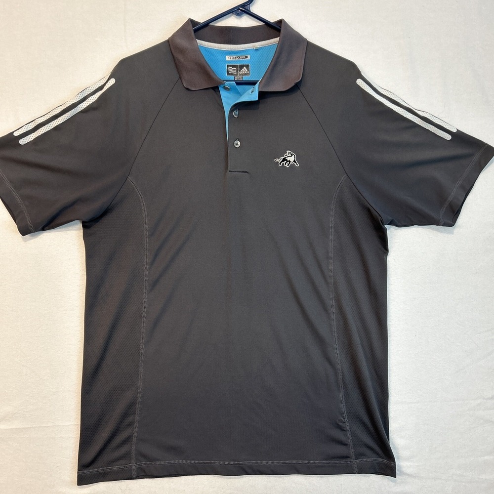 Adidas Mens Golf Polo Shirt Medium The Bull Jack Nicklaus Gray ClimaCool Polo